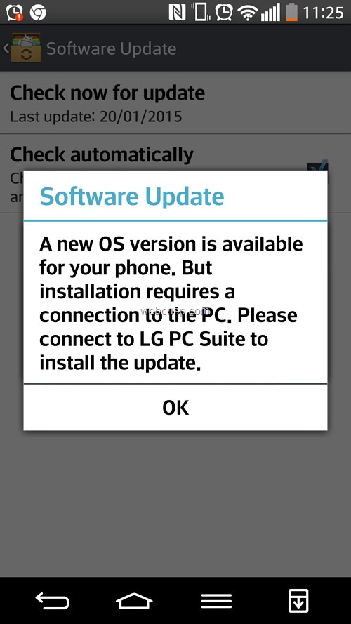 LG G2 Lollipop Update Notification