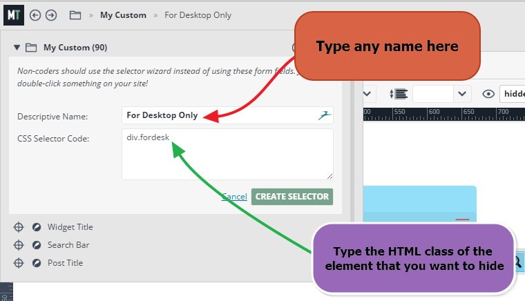 Microthemer Show Hide Elements2
