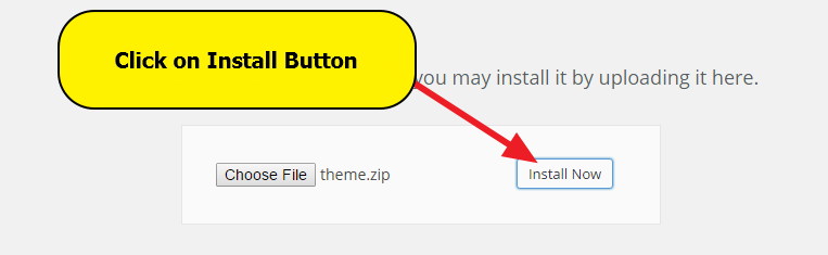 Installing theme - Click on install button