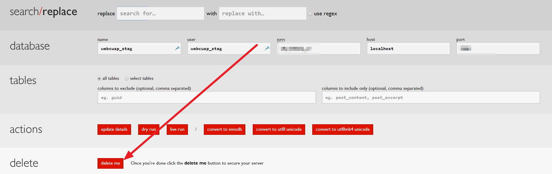 Change WordPress site address - delete after completing the process